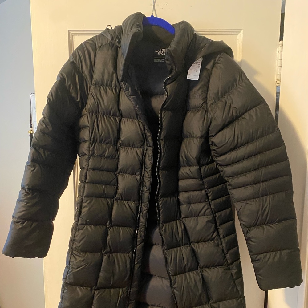 North face long black jacket size medium